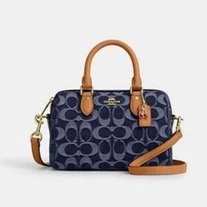 Coach Mini Rowan Crossbody Bag In Signature Denim NWT